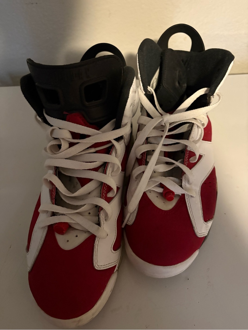 Jordan Men's Red and White High-Top Sneakers